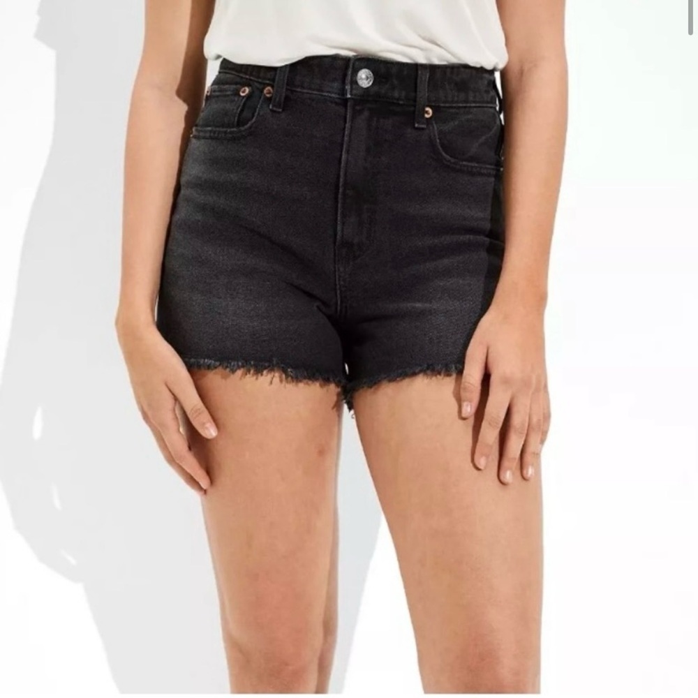 American Eagle Outfitters High-Rise Black Frayed Hem Jean Shorts